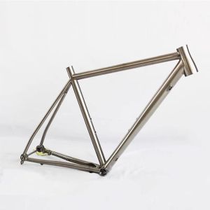 Titanium Gravel Road Bike Frameset Frameset Marque de bifurcación Tallón de manillar de caída, auriculares Poste de sillín, trasero a través del eje