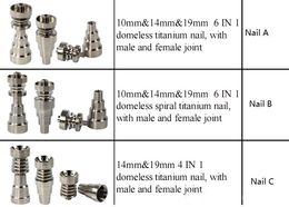 Clou en titane sans dôme 4 en 1 et 6 en 1 clous en titane avec joint mâle et femelle pour pipe en verre bong universel