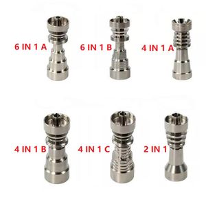 Titanium Nail Universal Domeless Accessoires 10mm 14mm 19mm 6 en 1 double fonction GR2 réglable Dab Rig pour les hommes et les femmes narguilé tuyau d'eau en verre Bong
