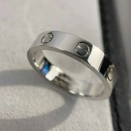 Logotipo de acero de titanio grabado 6 mm diamante AMOR clavo Anillo 18 K Oro Plata Rosa Anillos Mujeres hombres amantes boda Joyería Lady Party 6 7 8 9 10 11 12 tamaño grande de EE. UU.