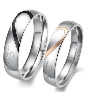 Anillos de pareja de amor de acero de titanio para hombres y mujeres, anillo de aniversario, joyería de boda, regalo del día de San Valentín, novia, novio, alta calidad