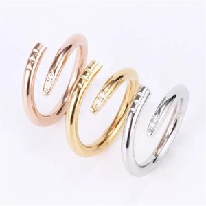 Clous en acier titane Tournevis bague hommes et femmes bijoux de fiançailles en or pour amoureux couple bagues cadeau taille 5-11 avec boîte256N