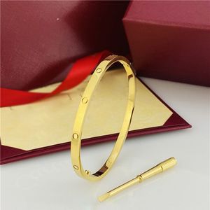 Brazaletes delgados de acero titanio brazaletes para mujeres destornillador de moda diseño de pulseras de 4 mm amante de 4 mm sin caja 16-19 cm