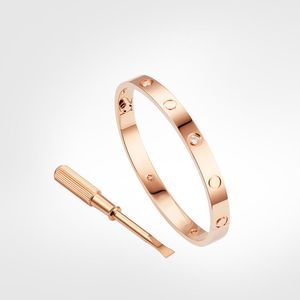 Tititanium Classic Bangles Bracelets para amantes de la pulsera Bangle Rose Gold Pareja Joyería Día de San Valentín con caja de 15-22 cm