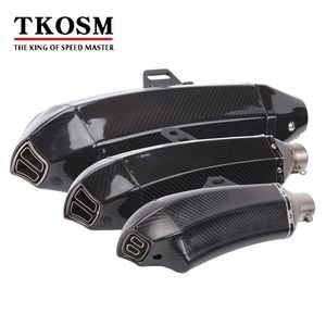 TKOSM nouveau tuyau d'échappement universel en Fiber de carbone véritable modifié pour moto pour Yamaha YZF R125 R15 R25 R3 MT-02 MT-25 YZF R1/R1M