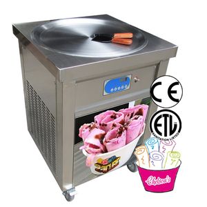 Envío gratuito a la puerta Etl Ce Dia.22 pulgadas Cocina redonda Cocina Thai Thai Ice Cream Roll Machine Instant Fry Icecream Maker
