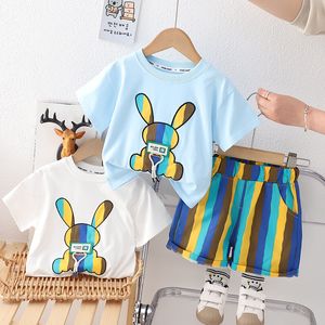 Enfant en bas âge bébé filles garçons vêtements ensembles été à manches courtes t-shirt couleur rayure Shorts enfants infantile vêtements pour enfants