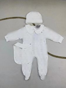 Toddler Infant Romper Baby Clothing Sets Boys Girls Full Sleeve Cotton Soft Jumpsuits Rompers Hat Bib 3pcs/set Suit006