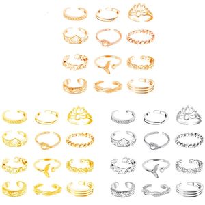 Anillos de dedo del pie Tamaño abierto ajustable para mujeres Chica Onda Forma de corazón Verano Playa Pie Joyería Múltiples diseños DIY Pequeño 230303