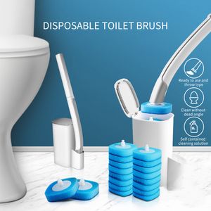 Toilet Brushes Holders Disposable Brush with Cleaning Liquid WallMounted Tool for Bathroom Replacement Head Wc Accessories 230518