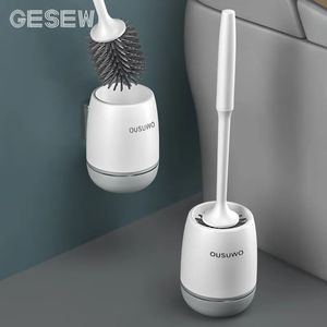 Toilet Brushes Holders GESEW Silicone Brush WC Cleaner Wall Floor Bathtubs And Accessories Cleaning Tools Cleanliness Bathroom 230518