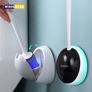 Toilet Brushes Holders WIKOSTAR TPR Silicone Toilet Brush Toilet Accessories Drainage Toilet Brush Wall Mounted Cleaning Tool Bathroom Accessories Set 230719