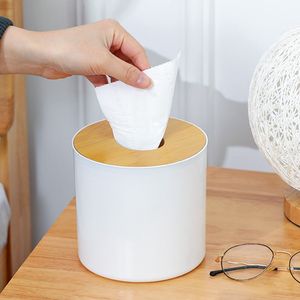Toilet Paper Box Wooden Cover Toilet Supplies Round Tissue Solid Color Napkin Holder Case Simple Stylish Home Dispenser 1223629