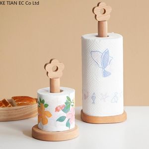 Porte-papier toilette Art créatif petite fleur verticale porte-serviettes en bois massif simple ménage cuisine rouleau stockage multifonctionnel