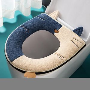 Toilet Seat Covers Bathroom Cover Pads Soft Warmer Cushion Stretchable Washable Fiber Cloth Easy Installation