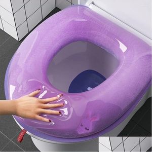 Toilet Seat Covers Ers Washable Sticker Foam Er Waterproof Sile Four Seasons Soft Bathroom Closestool Mat Pad Cushion O-Shape Drop D Dhbhq