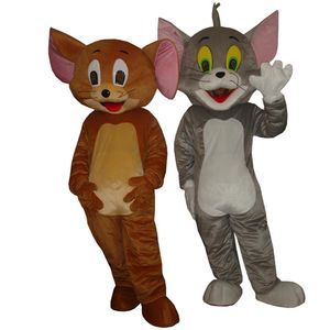 Adult Tom and Jerry Mascot Costume Set - Plush Cartoon Character Outfits for Halloween Parties, Size 258T