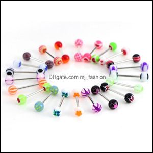 Anillos para lengua 100 unids/lote, joyería para el cuerpo, moda, colores mezclados, anillos para lengua, barras, barra, Piercing C3, entrega de gota 2021 Mjfashion Dhgt7