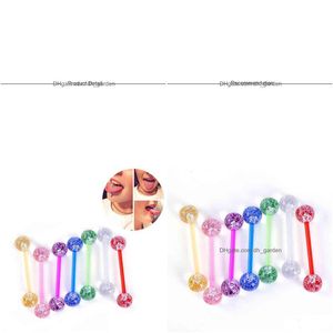 Anneaux de langue 30pcs Mix Couleur pour hommes Femmes Punk Uv Nipple Barbell Bar Mode Body Piercing Bijoux Drop Livraison Dhgarden Dh6Xl