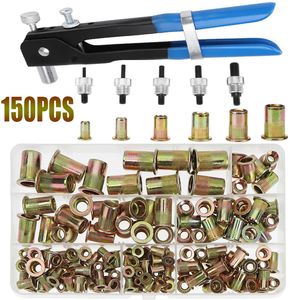 Pièces d'outils 150 pcs Rivet Écrous Mandrin Kit M3 M4 M5 M6 M8 M10 ou Écrou De Réparation Pistolet À Tête Plate Vis Pop Ensemble 230727