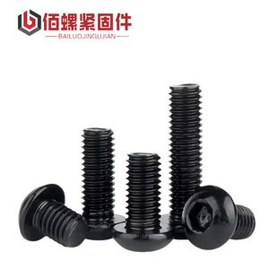 Piezas de herramientas Hexágono Hexágono Cabeza de botón Tuerca de tornillo Acero al carbono negro M2 M2.5 M3 M4 M5 M6 M8 Juego de tornillos de cabeza redonda Allen Juego de pernos y tuercas 230419