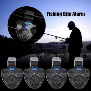 Outils 2/4 / 12pcs alarme de morsure de pêche électronique W indicateur LED Sound Indicateur alarmes de morsure de poisson Buzzer Sirène forte Indicateur de nuit