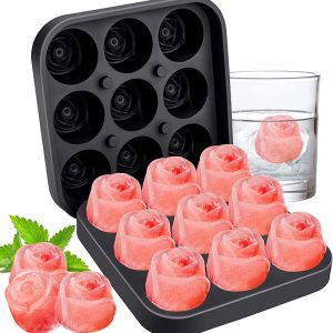 Outils 3D Rose Ice Moules de 1,3 pouce, petits plateaux de glaçons, fabriquer 9 glace géante mignonne de fleur, en caoutchouc en silicone