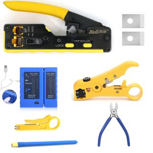 Outils All In One RJ45 Pliers Networking Crouper Cat5 Cat6 Cat7 Cat8 TRACPPING Network Tools Passa par Ethernet Cable Stripper Pramp