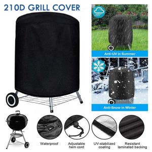 Herramientas Cubierta para parrilla de barbacoa, cubierta redonda impermeable para exteriores, resistente al polvo, cubierta protectora para muebles, 210D para Weber