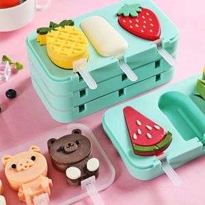 Outils Brand New Green Summer Silicone Ice Cream Molds avec couvercle réutilisable Popsicle Stick DIY Homemade Cartoon Popsicle Making Mold Inventaire en gros