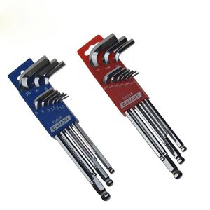 Outils CMART 1set long bras Allen Key 9pc Point Ball Point Hex clé clé Inner Hexagonal clés CRV Hexagon Spanners Metric English System