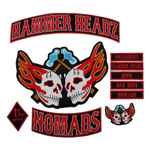 Outils personnalisés 10 pièces/lot HAMMER HEADZ 1% HFFH, broderie à repasser sur veste, PATCH de taille arrière complet, livraison gratuite