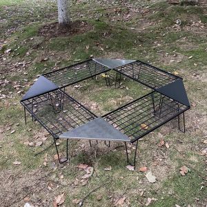 Outils Table pliante en maille d'extérieur, panneau triangulaire, connecteur d'angle, support d'étagère pour Camping en plein air, fournitures de table