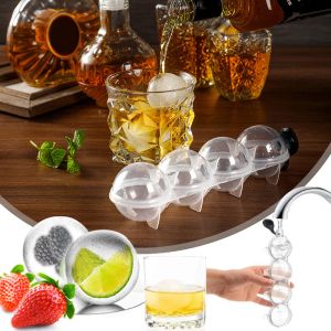 Outils Plastic Ice Maker Moule transparent Moule transparent 4 Trou Ice Round Round Ware Box Ice Box Round Ice Hockey Ball Ice Grace Ice Moule Maker Tool