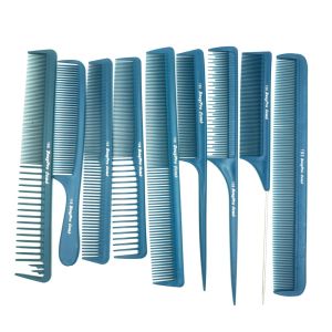 Outils peigne de coupe de cheveux professionnel 9 pcs/lot peigne de coiffure antistatique de couleur bleue BY09 pour coiffeur résistant à la chaleur