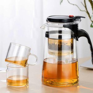 Herramientas Juegos de té Tetera de vidrio resistente al calor Infusor de té Juego de té kungfú chino Hervidor Cafetera de vidrio Conveniente teteras de oficina