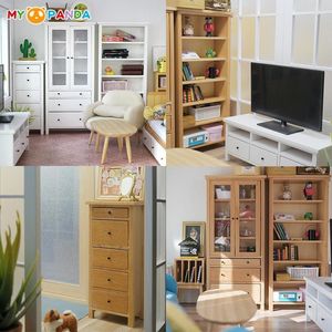 Tools Workshop 1 6 1 12 Dollhouse Miniature Wooden TV Cabinet Bookcase Glass Cabinet Chest of Drawers Dust Cabinet Furniture Model Decor Toy 230720