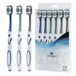 Cepillo de dientes 360 limpieza de boca completa cepillo de dientes para hombres cerdas medianas y duras cepillo de dientes para adultos excelente efecto de limpieza blanqueamiento de dientes 6 Pac 231214