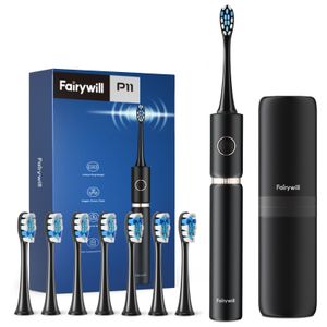 Toothbrush Fairywill P11 Sonic Whitening Electric Toothbrush Rechargeable USB Charger Ultra Powerful Waterproof 4 Heads and 1 Travel Case 230609
