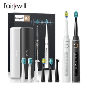 Cepillo de dientes Fairywill Sonic Electric Toothbrush FW-D7 set Caja de cepillos de dientes con carga USB para adultos con cabezales de cepillo de dientes 5 Modo Smart Time 230609
