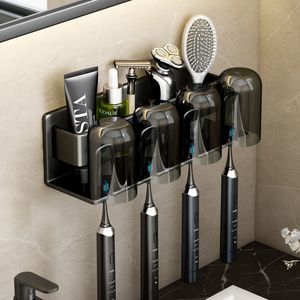 Toothbrush Holders bjr aluminium alloy Wall Mounted Toothbrush Holder Punch free installation Toothpaste Rack Bathroom Accessories 221205