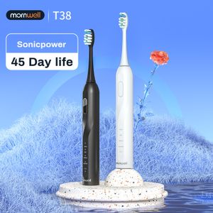 Toothbrush Mornwell Electric Sonic T38 USB Charge Adult Waterproof Ultrasonic Automatic Tooth Brush 8 Brushes Replacement Heads 230621