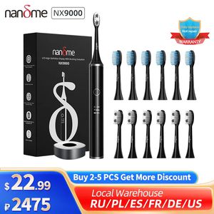 Toothbrush Nandme NX9000 Electric Toothbrush Ultrasonic IPX7 Waterproof Smart LCD display Inductive charging Deep Cleaning Tooth Brush 231012