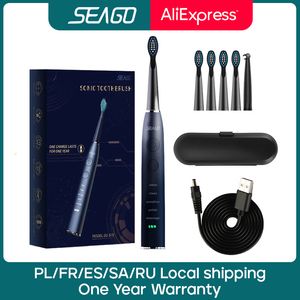 Cepillo de dientes Seago Electric Sonic Toothbrush SG-575 Carga USB Recargable Adulto Impermeable Cepillos de dientes electrónicos Cabezales de repuesto Regalo 230629