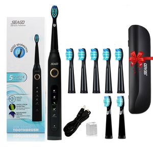 Brosse à dents Seago Sonic Brosse à dents électrique SG507 pour brosse à minuterie adulte 5 modes Micro USB Têtes de rechange pour brosse à dents rechargeable 230308