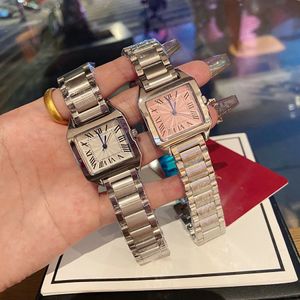 Relojes de pulsera de marca completa de moda para mujer, damas y niñas, estilo cuadrado Popular, banda de Metal de acero de lujo, tanque de cuarzo de lujo con Logo, reloj CA 89