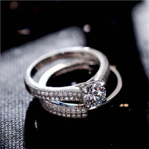 Top Classic authentique Topaz Simulate Diamond Ring 925 Silver Silver Women Engagement Mariage Band Bijoux Set SZ 5-10 Cadeau