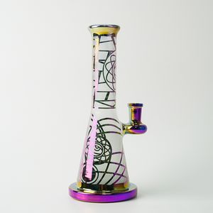 Rainbow Colorful Glass Bong Showerhead Perc Percolador Glass Water Pipes 14mm Female Joint Hookahs Beaker Bongs ZDWS2005