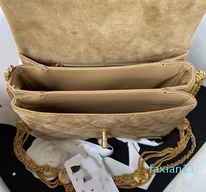 Bolso de monedas de oro de diseñador superior, cadena con hebilla de Pato Mandarín de un hombro, imitación de ciervo esmerilado, Veet, moda clásica