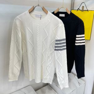 Top Designer Luxe Automne / Hiver Mode High Street Coton Sweat-shirt Pull Laine Motif rayé Pull décontracté chaud pour hommes et femmes